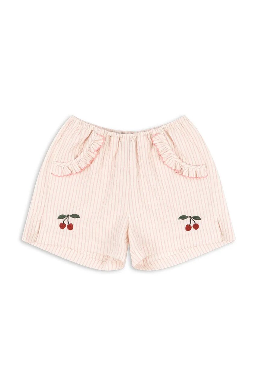 Konges Sløjd pantaloni scurți ELLIE FRILL SHORTS GOTS culoarea bej, KS103163