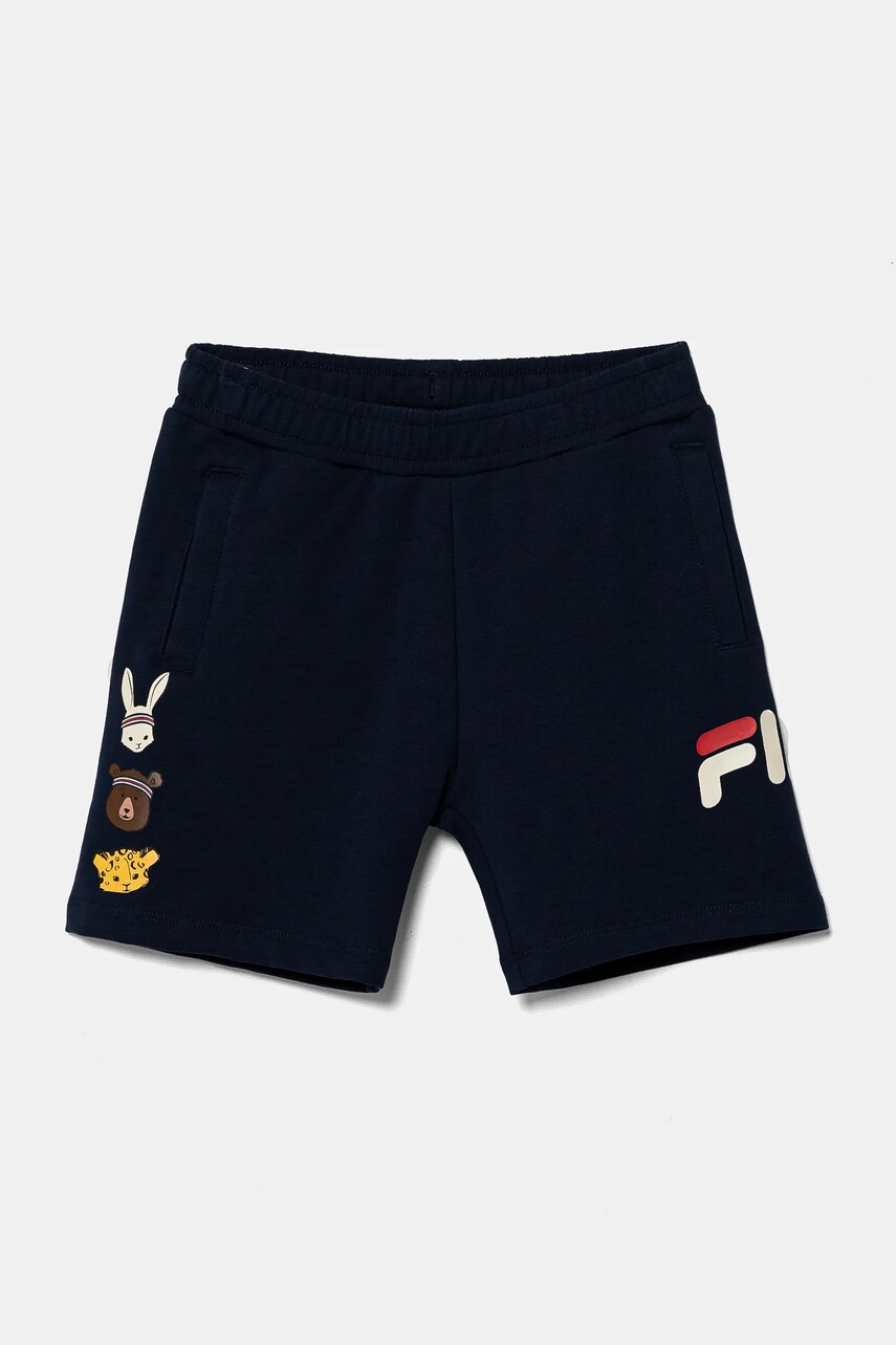 Fila pantaloni scurti copii LOBEZ culoarea albastru marin, cu imprimeu, talie reglabila, FAK0396