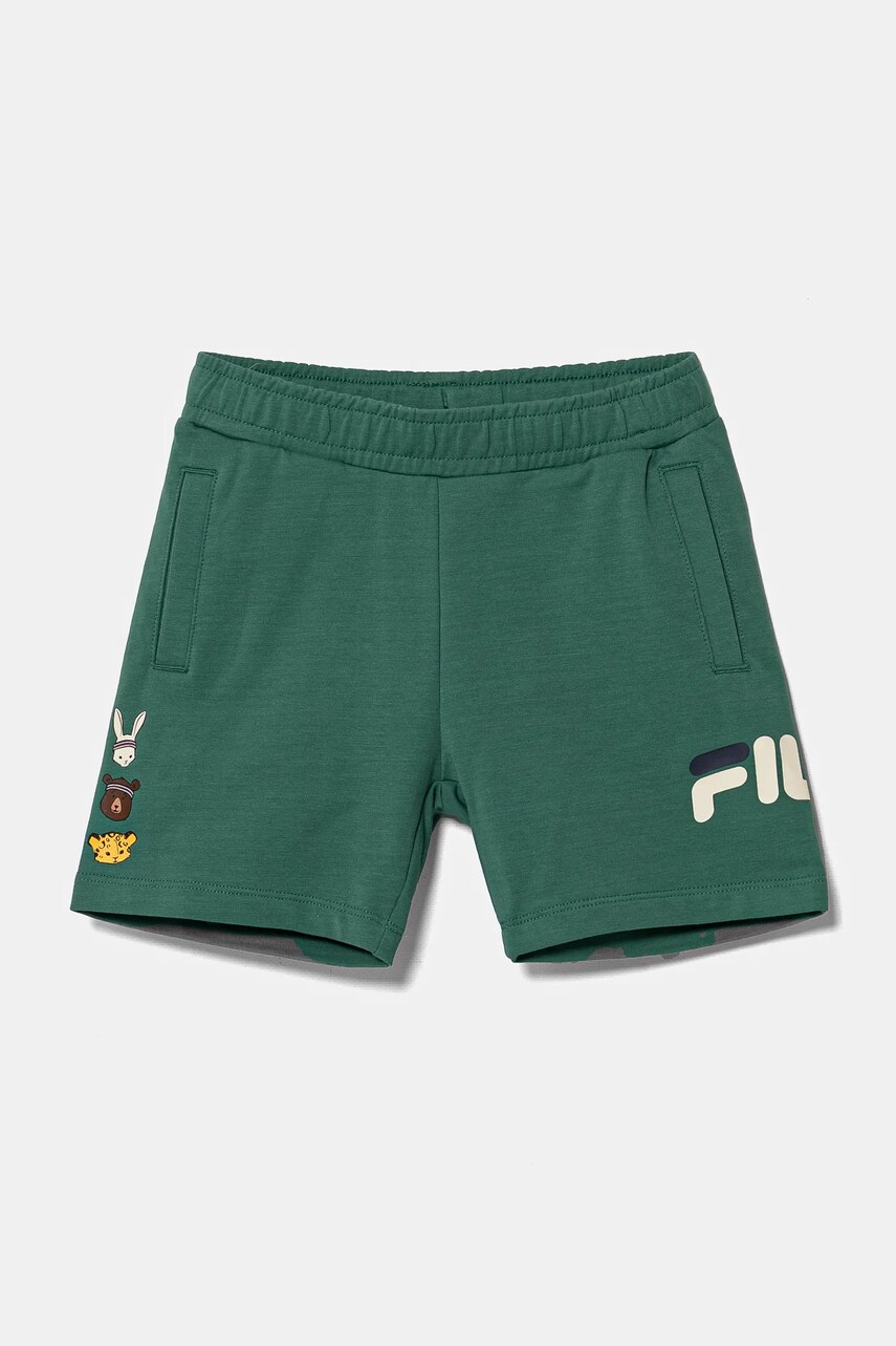 Fila pantaloni scurti copii LOBEZ culoarea verde, cu imprimeu, talie reglabila, FAK0396