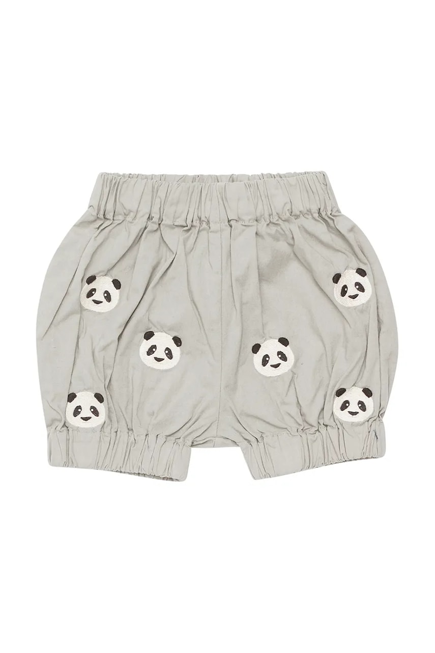 Donsje pantaloni scurți din bumbac pentru bebeluși Carson Bloomers Pandas culoarea gri, cu imprimeu, 3029805 Donsje pantaloni scurți din bumbac pentru bebeluși Carson Bloomers Pandas culoarea gri, cu imprimeu, 3029805