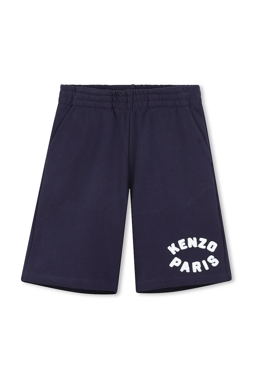 Kenzo Kids pantaloni scurți din bumbac pentru copii culoarea albastru marin, cu imprimeu, K61181 Kenzo Kids pantaloni scurți din bumbac pentru copii culoarea albastru marin, cu imprimeu, K61181