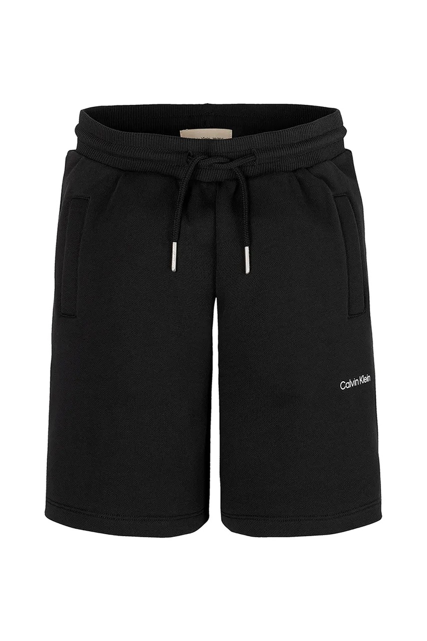 Детские хлопковые шорты Calvin Klein Jeans цвет чёрный однотонные IU0IU00703