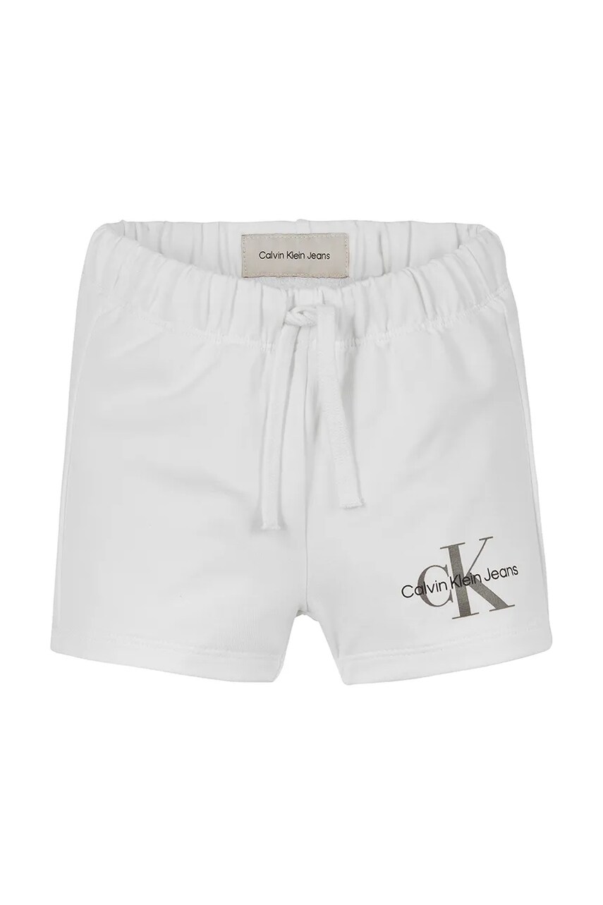 Levně Dětské kraťasy Calvin Klein Jeans bílá barva, hladké, IN0IN00061