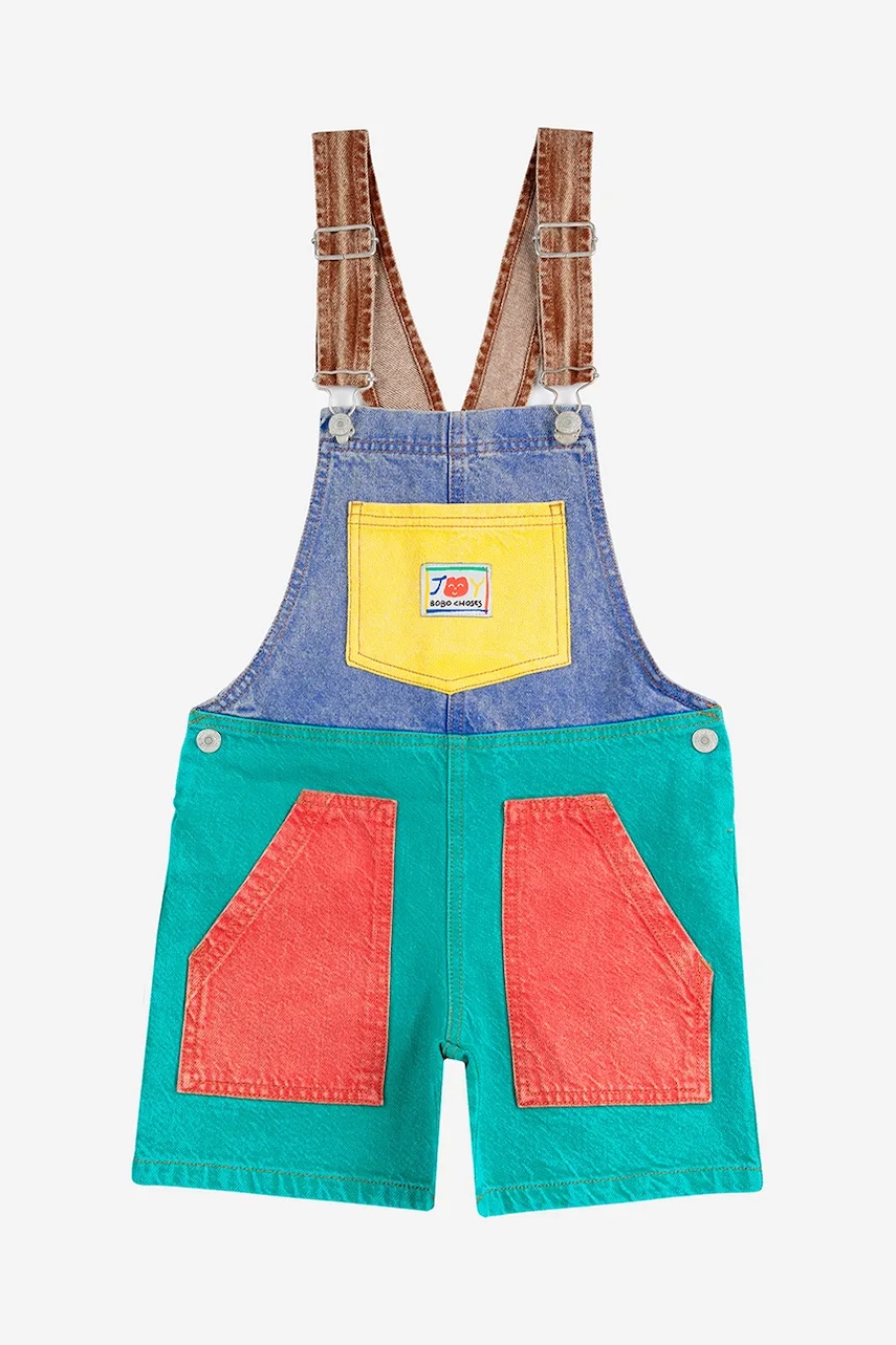 Детский джинсовый комбинезон Bobo Choses Smiling цвет бирюзовый однотонные 125AC097 Детский джинсовый комбинезон Bobo Choses Smiling цвет бирюзовый однотонные 125AC097