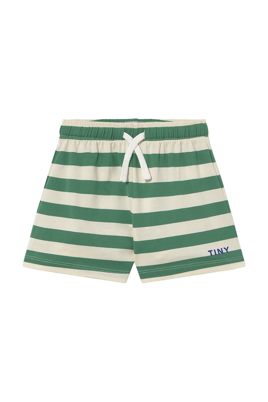 Детские хлопковые шорты Tinycottons STRIPES SHORT цвет зелёный с узором SS25-115 Детские хлопковые шорты Tinycottons STRIPES SHORT цвет зелёный с узором SS25-115