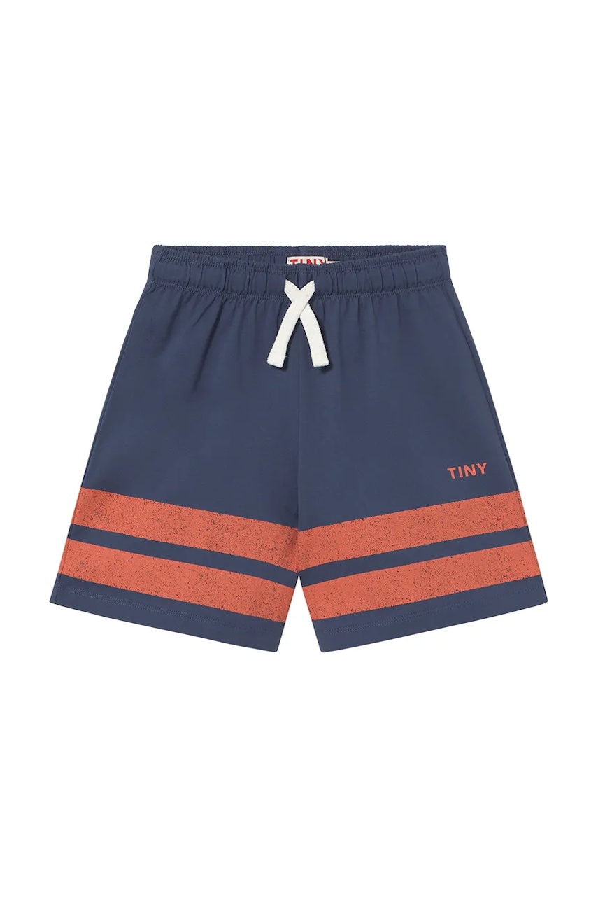Детские хлопковые шорты Tinycottons STRIPES LOGO SHORT цвет синий с принтом SS25-139 в Луцке Детские хлопковые шорты Tinycottons STRIPES LOGO SHORT цвет синий с принтом SS25-139 в Луцке