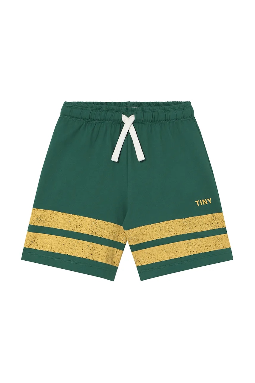 Детские хлопковые шорты Tinycottons STRIPES LOGO SHORT цвет зелёный с принтом SS25-139 в Луцке Детские хлопковые шорты Tinycottons STRIPES LOGO SHORT цвет зелёный с принтом SS25-139 в Луцке