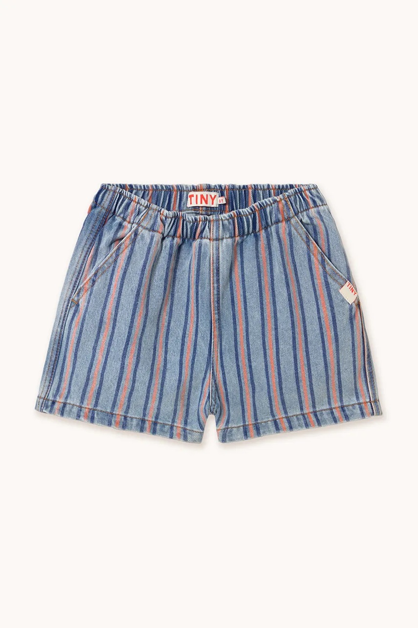Дитячі бавовняні шорти Tinycottons STRIPES MULTICOLOR SHORT візерунок SS25-239
