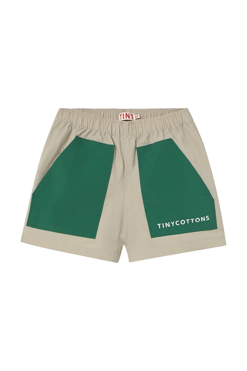 Дитячі шорти Tinycottons COLOR BLOCK SHORT колір бежевий з принтом SS25-251 Дитячі шорти Tinycottons COLOR BLOCK SHORT колір бежевий з принтом SS25-251