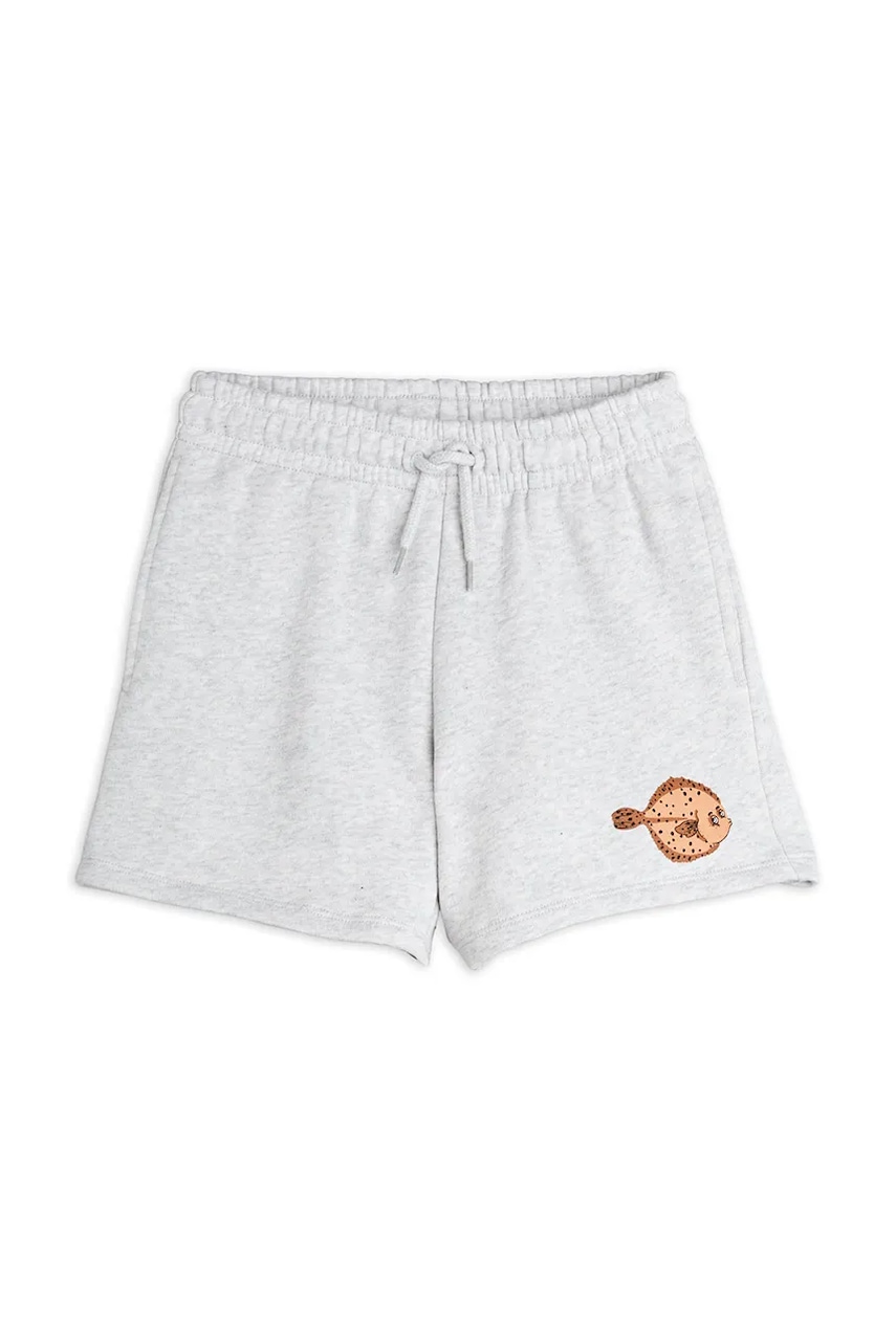 Mini Rodini pantaloni scurți din bumbac pentru copii Flundra culoarea gri, cu imprimeu, 2523011694