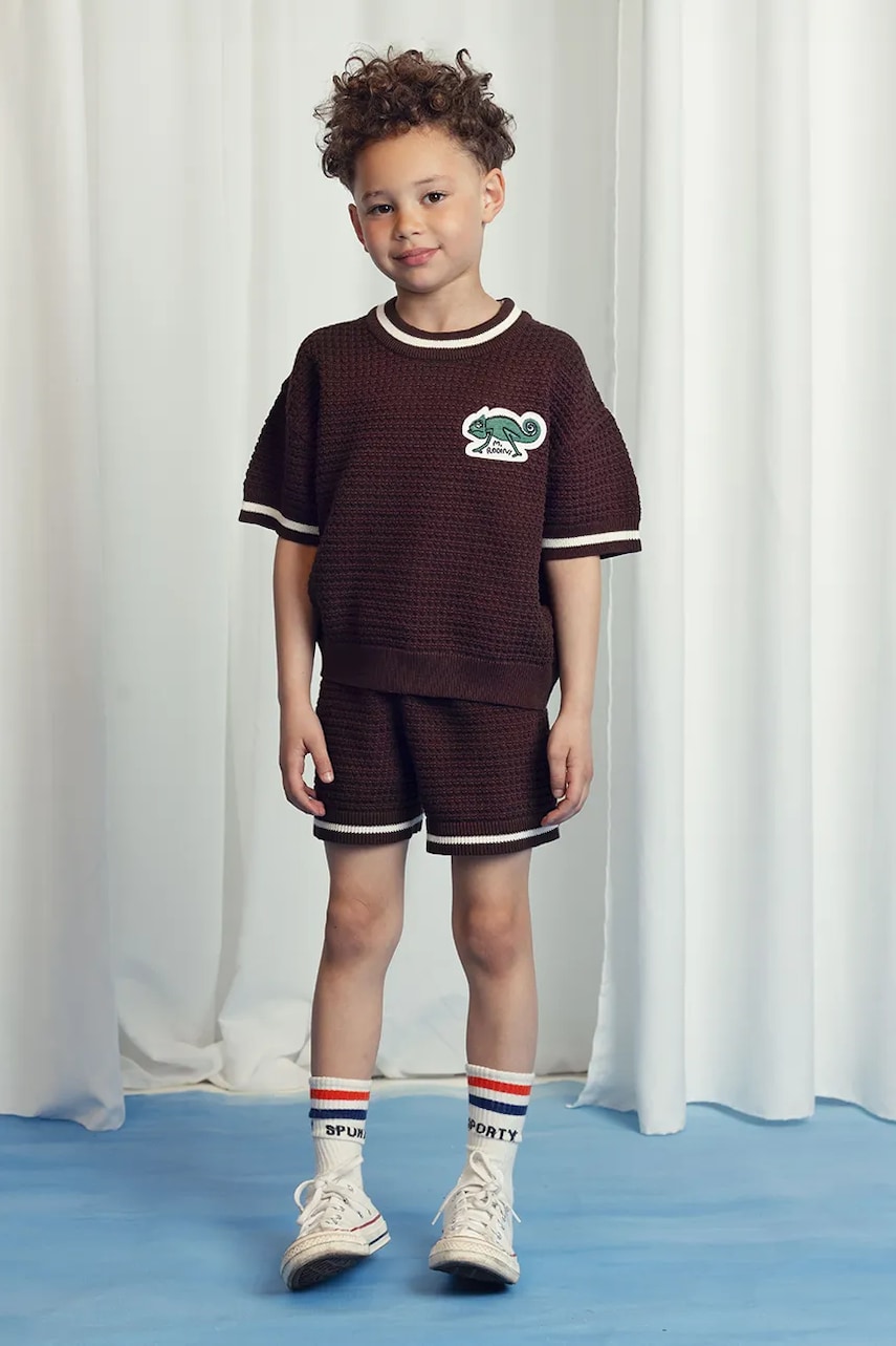 Mini Rodini pantaloni scurți din bumbac pentru copii culoarea maro, neted, 2523013916