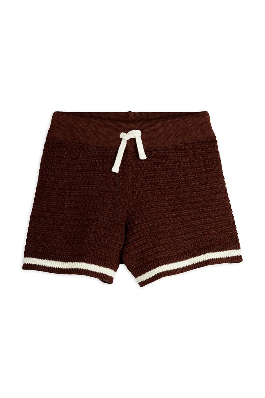 Детские хлопковые шорты Mini Rodini цвет коричневый однотонные 2523013916 Детские хлопковые шорты Mini Rodini цвет коричневый однотонные 2523013916