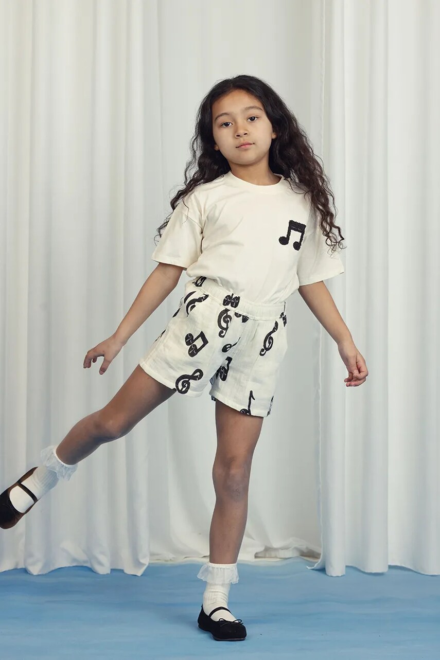 Mini Rodini pantaloni scurti din bumbac pentru copii Note culoarea alb, modelator, 2523016210