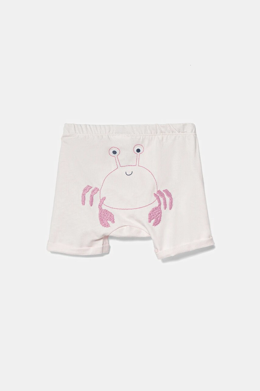 United Colors of Benetton pantaloni scurți din bumbac pentru bebeluși culoarea roz, cu imprimeu, 3MI5A900H