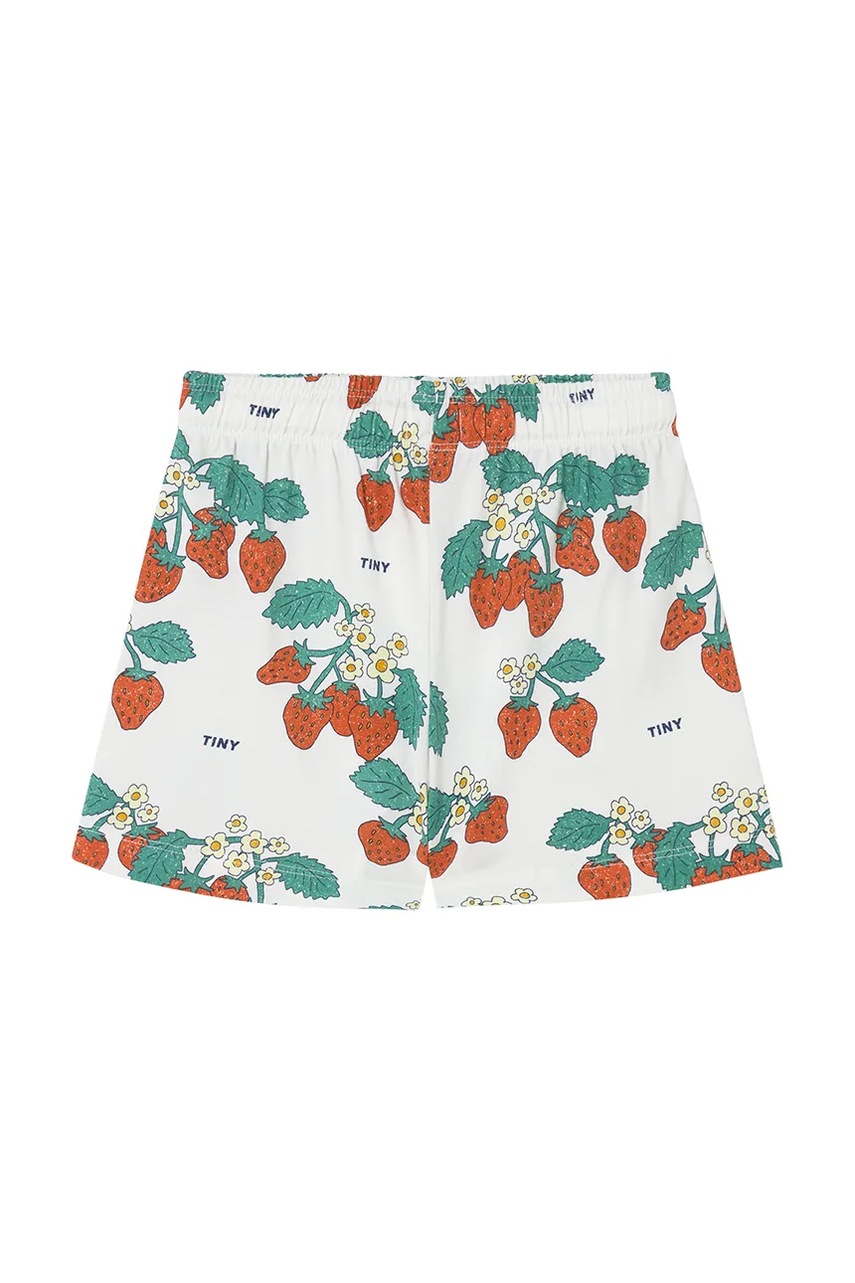 Дитячі бавовняні шорти Tinycottons STRAWBERRIES SHORT колір бежевий візерунок SS25-002