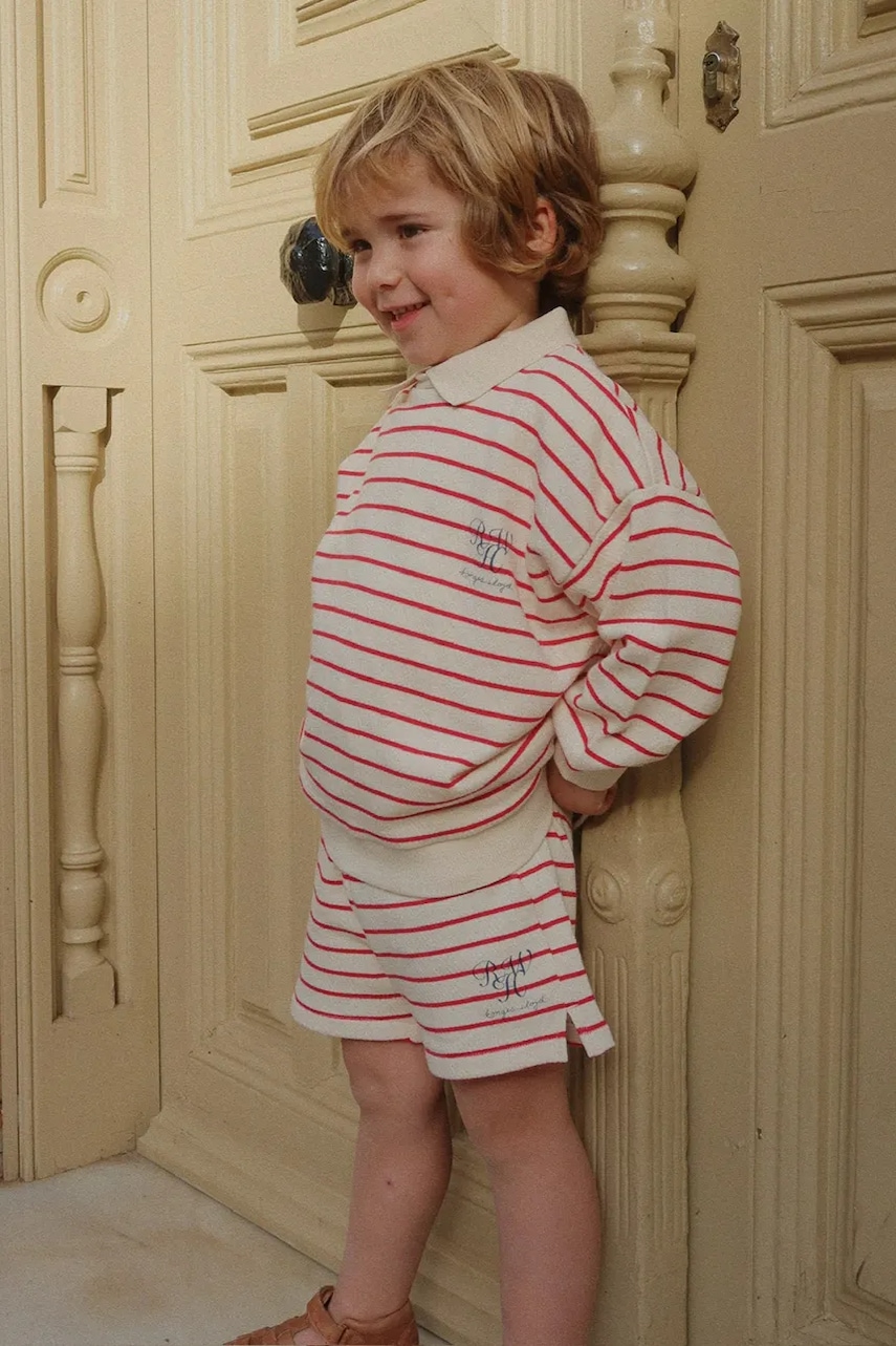 Konges Sløjd pantaloni scurți din bumbac pentru copii RHW X KS LARGO SHORTS GOTS culoarea rosu, cu imprimeu, talie reglabila, Rosie Huntington Whiteley KS103607