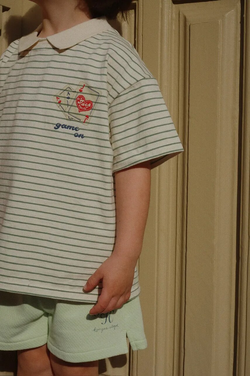 Konges Sløjd pantaloni scurți din bumbac pentru copii RHW X KS MONO SHORTS GOTS culoarea verde, uni, talie reglabila, Rosie Huntington Whiteley KS103618