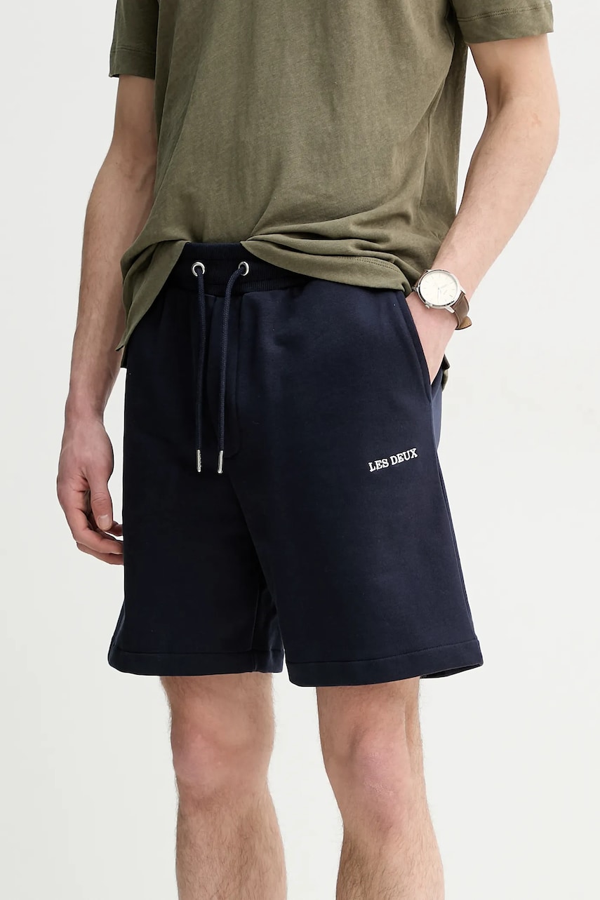 Les Deux pantaloni scurți din bumbac bărbați, culoarea albastru marin, LDM531071 Les Deux pantaloni scurți din bumbac bărbați, culoarea albastru marin, LDM531071