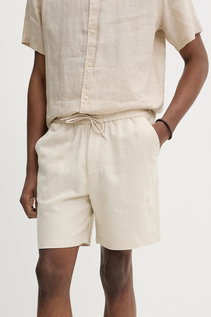 Les Deux pantaloni scurți din in barbati, culoarea bej, LDM511060 Les Deux pantaloni scurți din in barbati, culoarea bej, LDM511060
