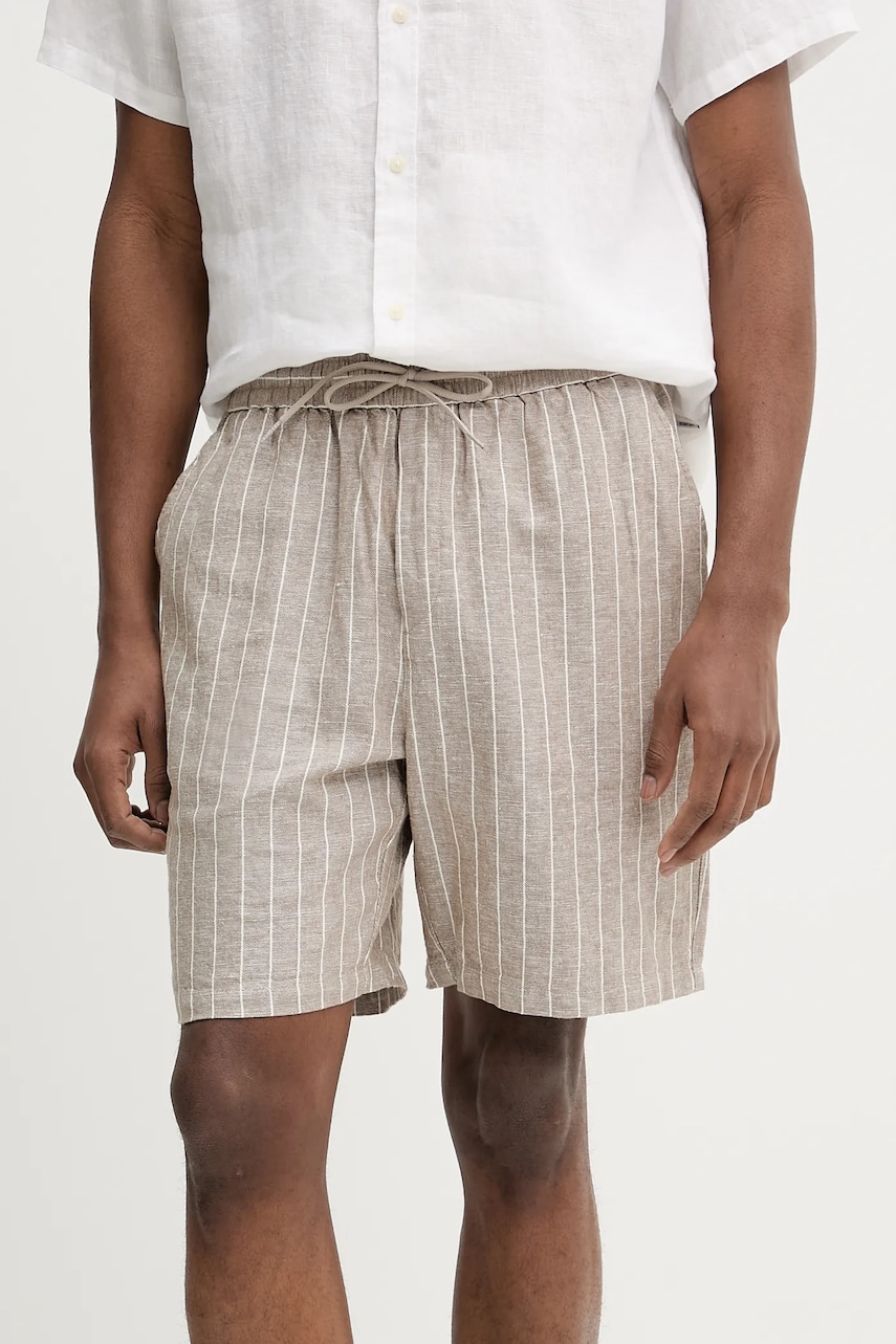 Les Deux pantaloni scurți din in barbati, culoarea bej, LDM511060 Les Deux pantaloni scurți din in barbati, culoarea bej, LDM511060