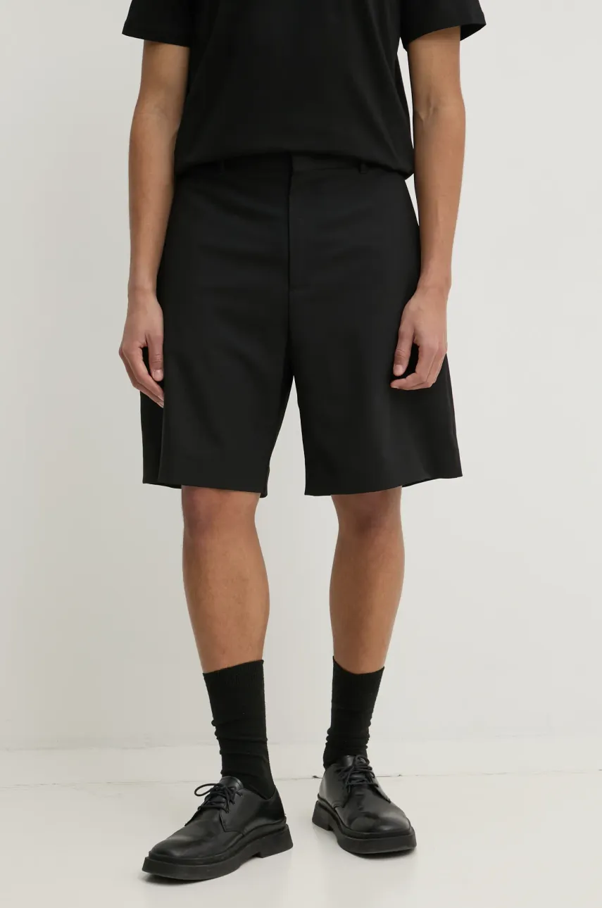 MSGM pantaloni scurți din lână culoarea negru, 3840MB08X.257127