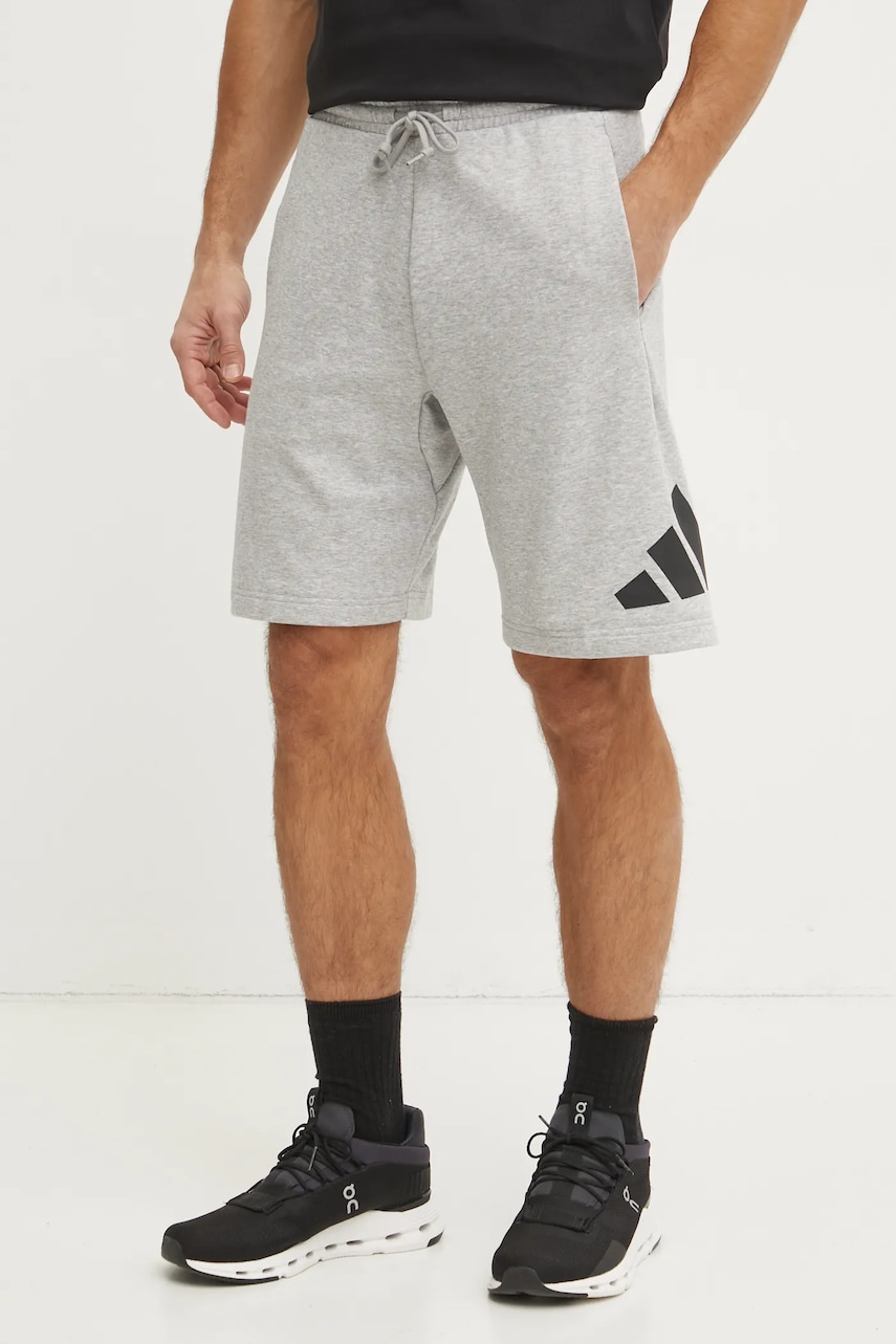 adidas pantaloni scurți Essentials bărbați, culoarea gri, melanj, JE8957 adidas pantaloni scurți Essentials bărbați, culoarea gri, melanj, JE8957