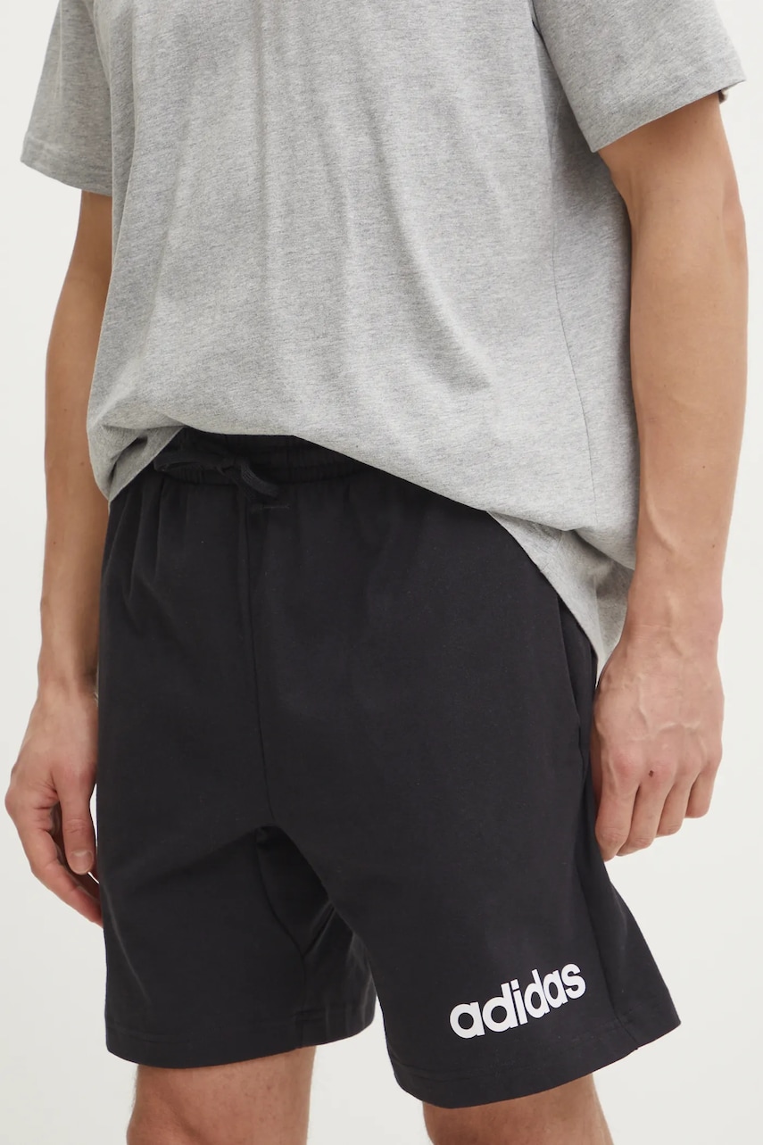 adidas pantaloni scurti Essentials Linear barbati, culoarea negru, JE9012