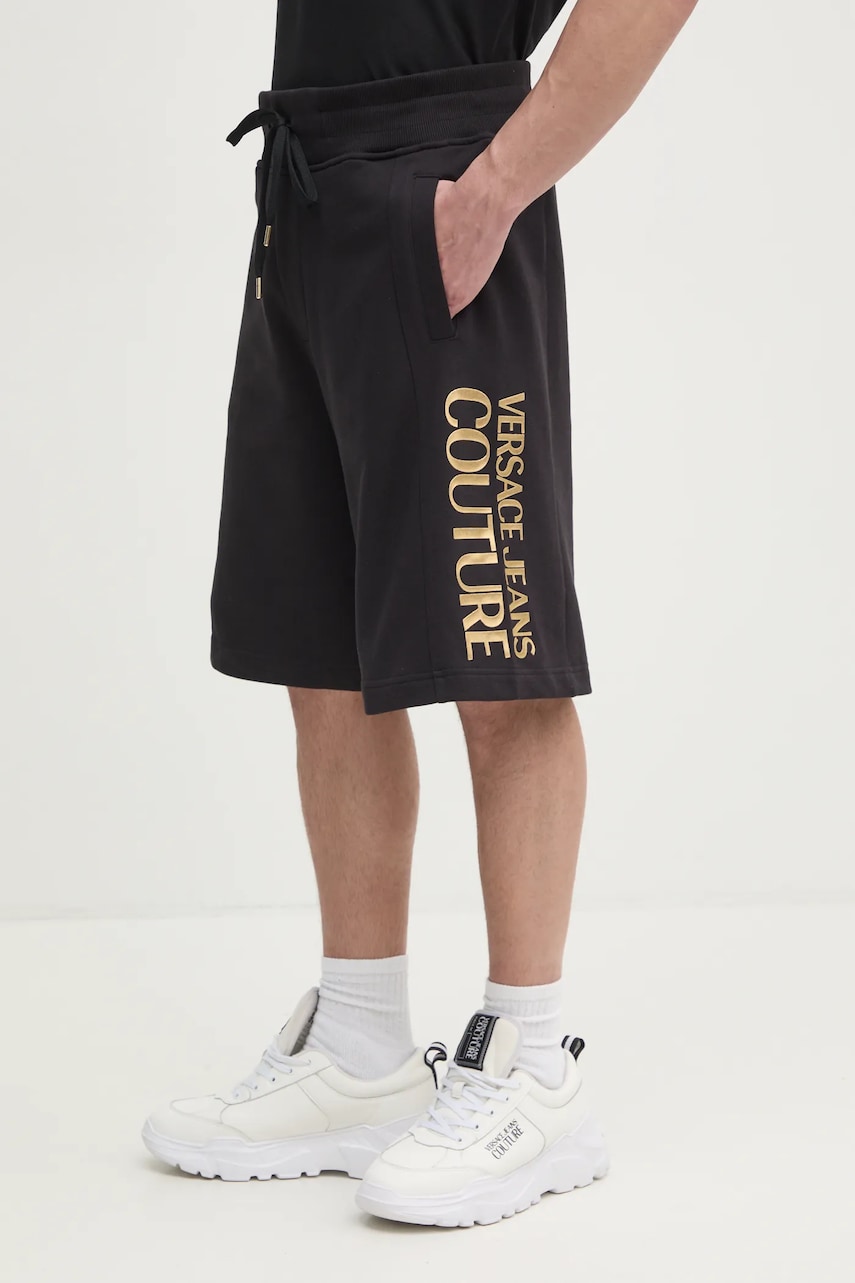 Versace Jeans Couture pantaloni scurți din bumbac bărbați, culoarea negru, 78GADT05 CF01T Versace Jeans Couture pantaloni scurți din bumbac bărbați, culoarea negru, 78GADT05 CF01T
