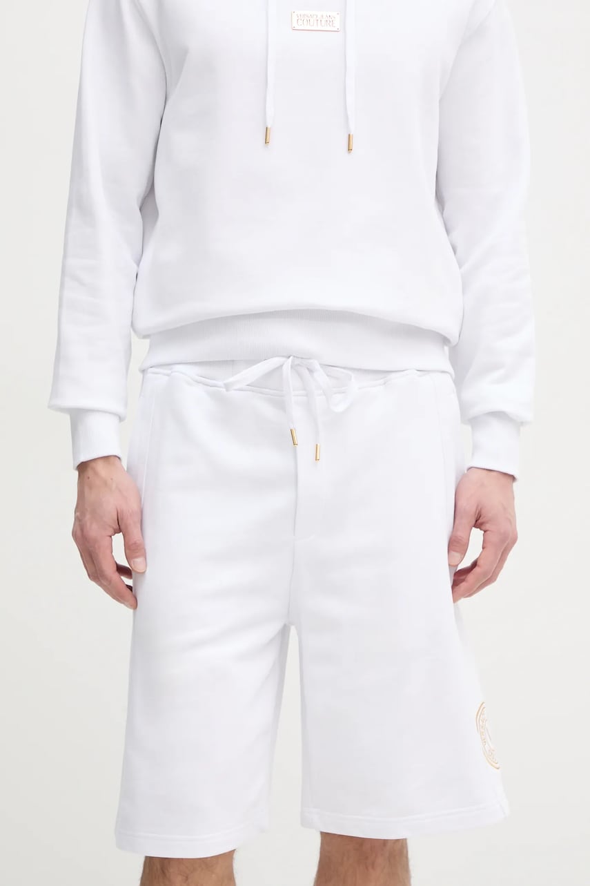 Versace Jeans Couture pantaloni scurti din bumbac barbati, culoarea alb, 78GADT00 CF01T Versace Jeans Couture pantaloni scurti din bumbac barbati, culoarea alb, 78GADT00 CF01T