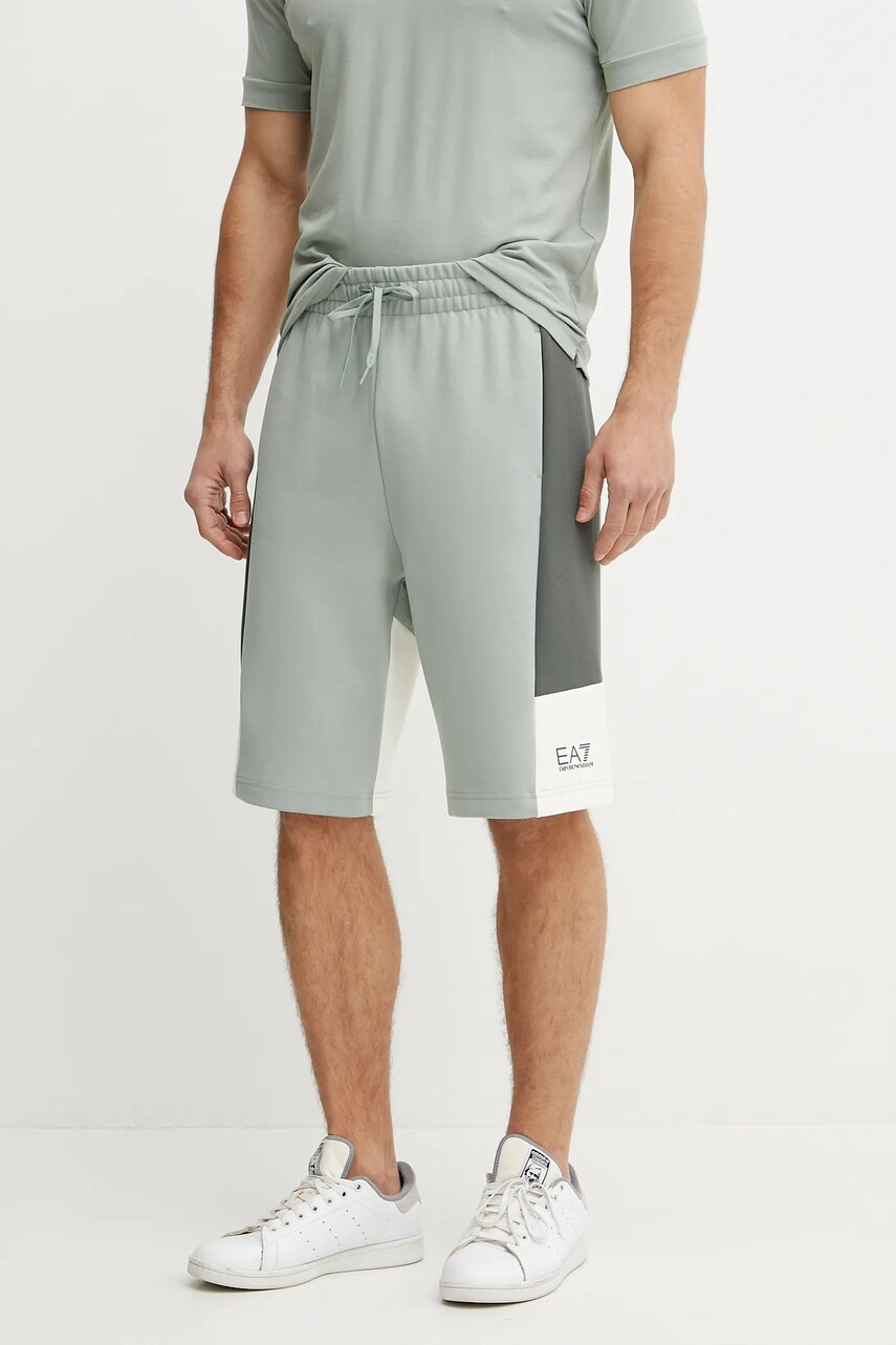 EA7 Emporio Armani pantaloni scurți bărbați, culoarea verde, AF12660.7M000280