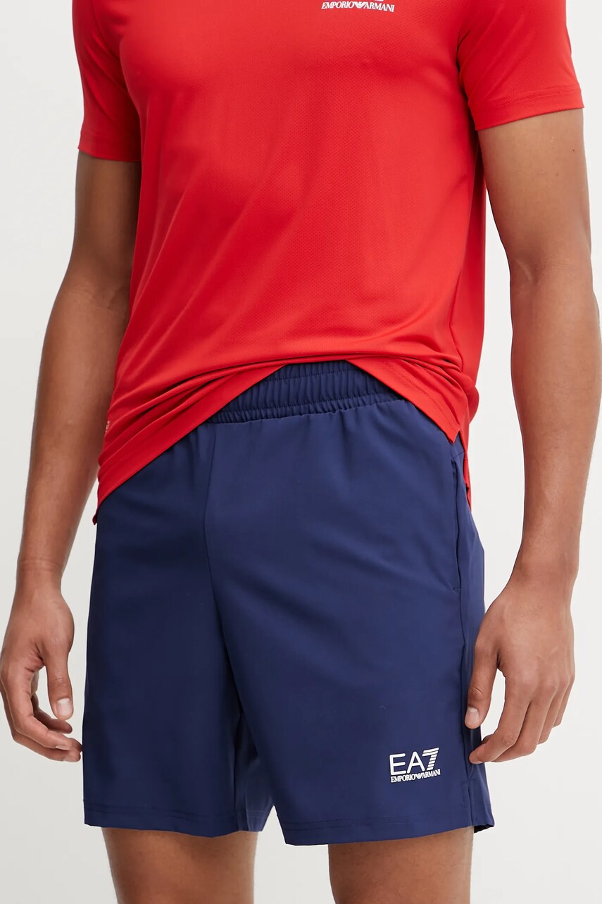 Levně Kraťasy EA7 Emporio Armani pánské, tmavomodrá barva, AF14581.7M000169
