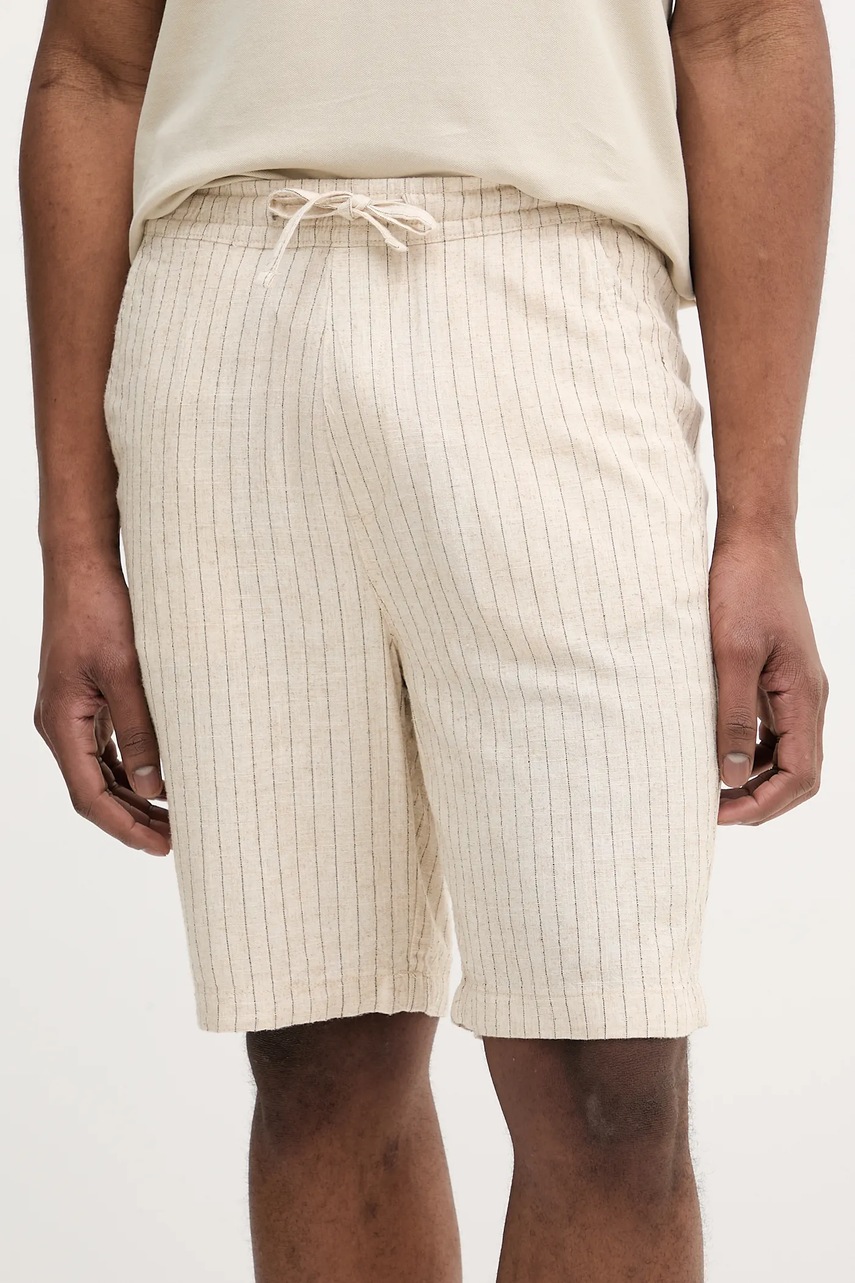 Lindbergh pantaloni scurți din amestec de in barbati, culoarea bej, 30-505095