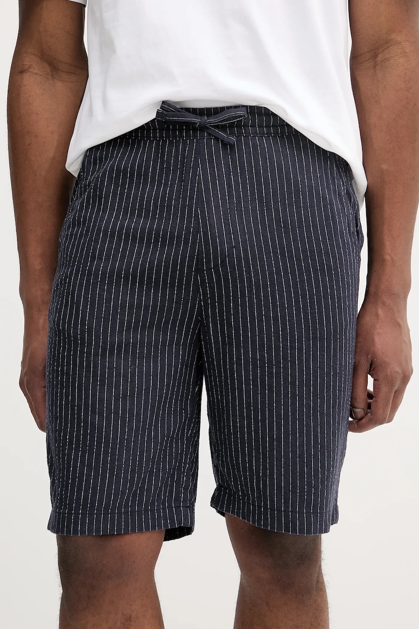Lindbergh pantaloni scurți din amestec de in barbati, culoarea bleumarin, 30-505095 Lindbergh pantaloni scurți din amestec de in barbati, culoarea bleumarin, 30-505095