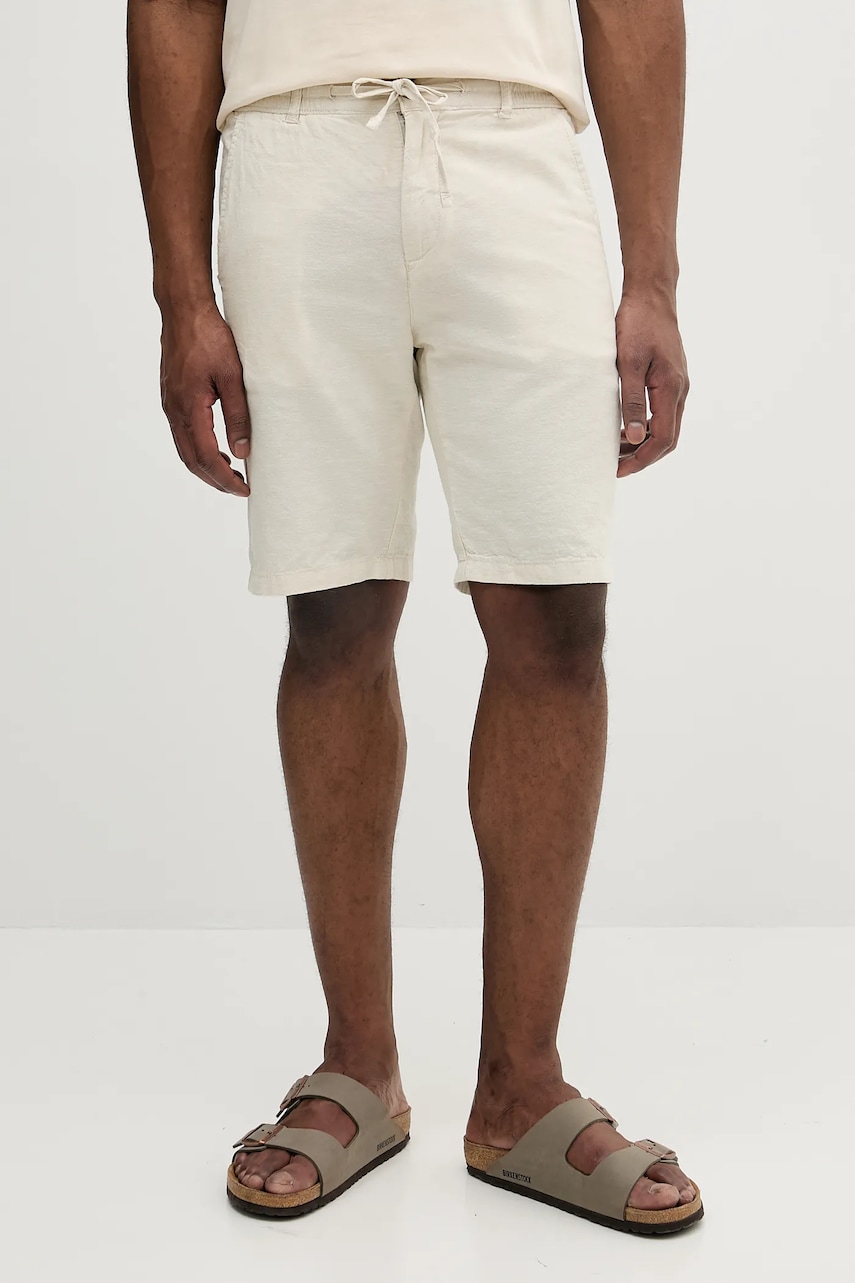 Lindbergh pantaloni scurți din in culoarea bej, melanj, 30-508003