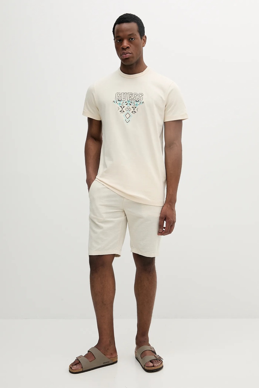 Льняные шорты Lindbergh цвет бежевый меланж 30-508003