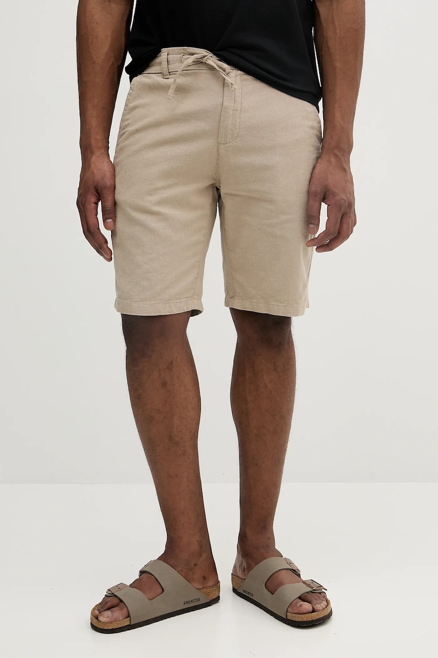 Lindbergh pantaloni scurți  din in culoarea bej, 30-508003