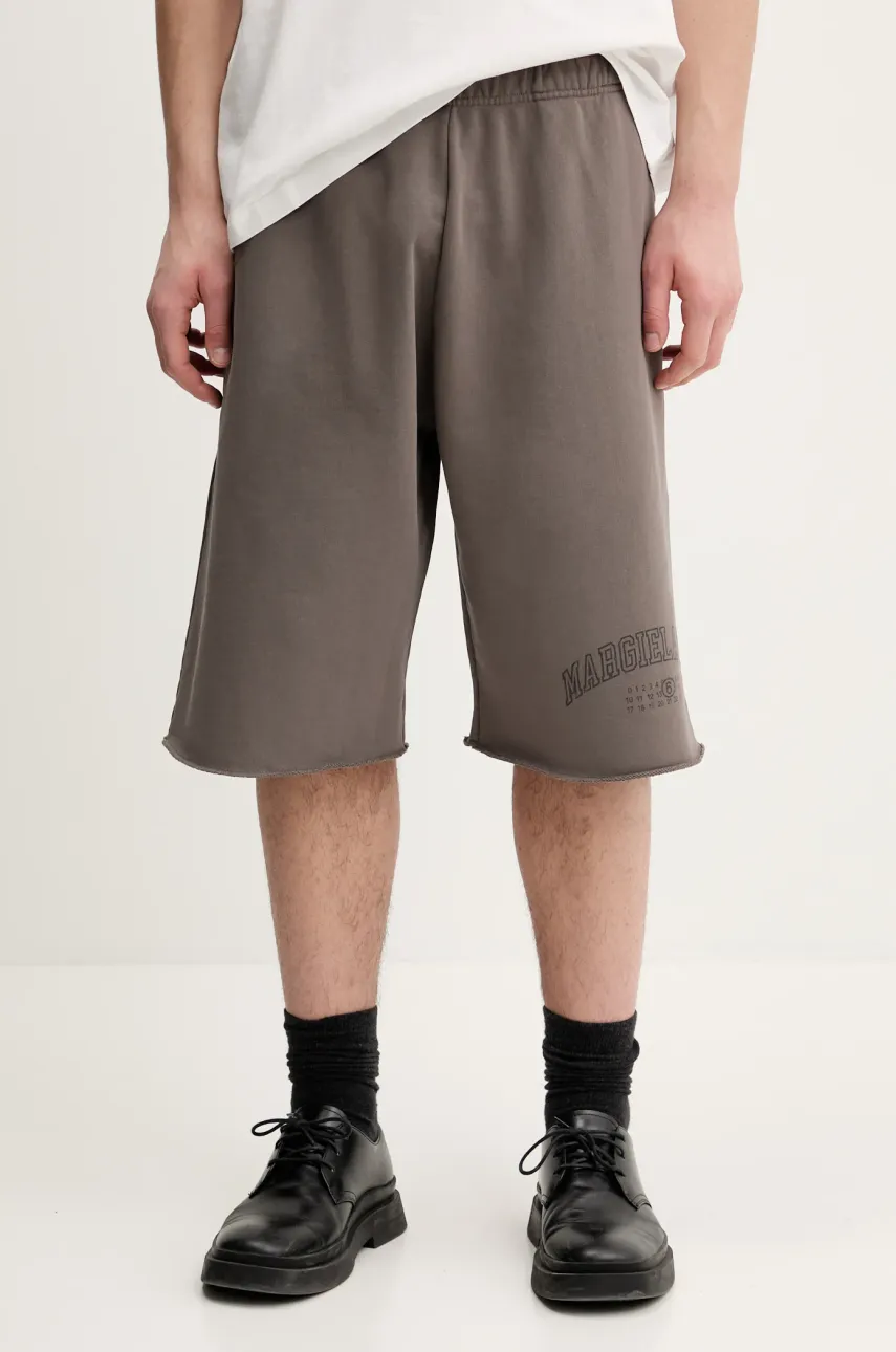 MM6 Maison Margiela pantaloni scurti din bumbac barbati, culoarea maro, SH0MU0016.M25012