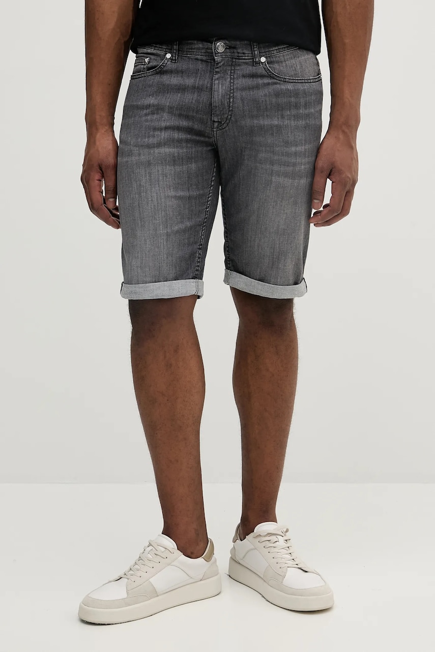 Karl Lagerfeld pantaloni scurți jeans culoarea gri, 552833.265820