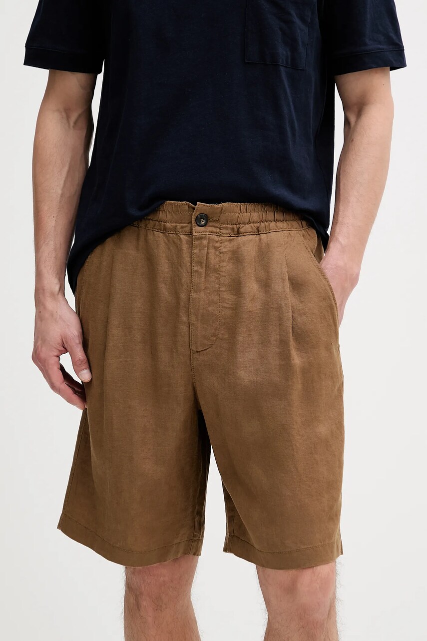 United Colors of Benetton pantaloni scurti din in culoarea maro, 4AGHU900Z