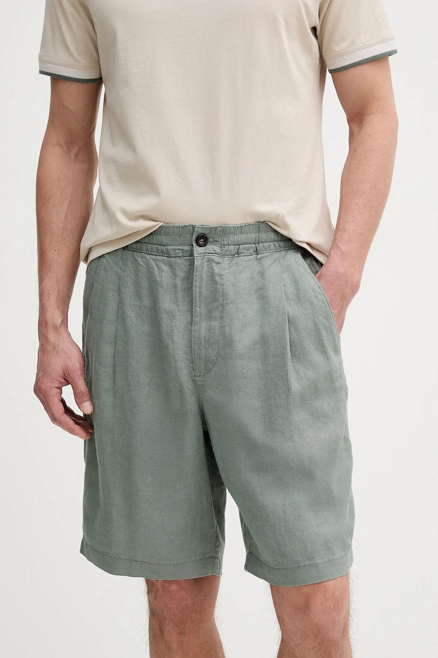 United Colors of Benetton pantaloni scurți din in culoarea verde, 4AGHU900Z