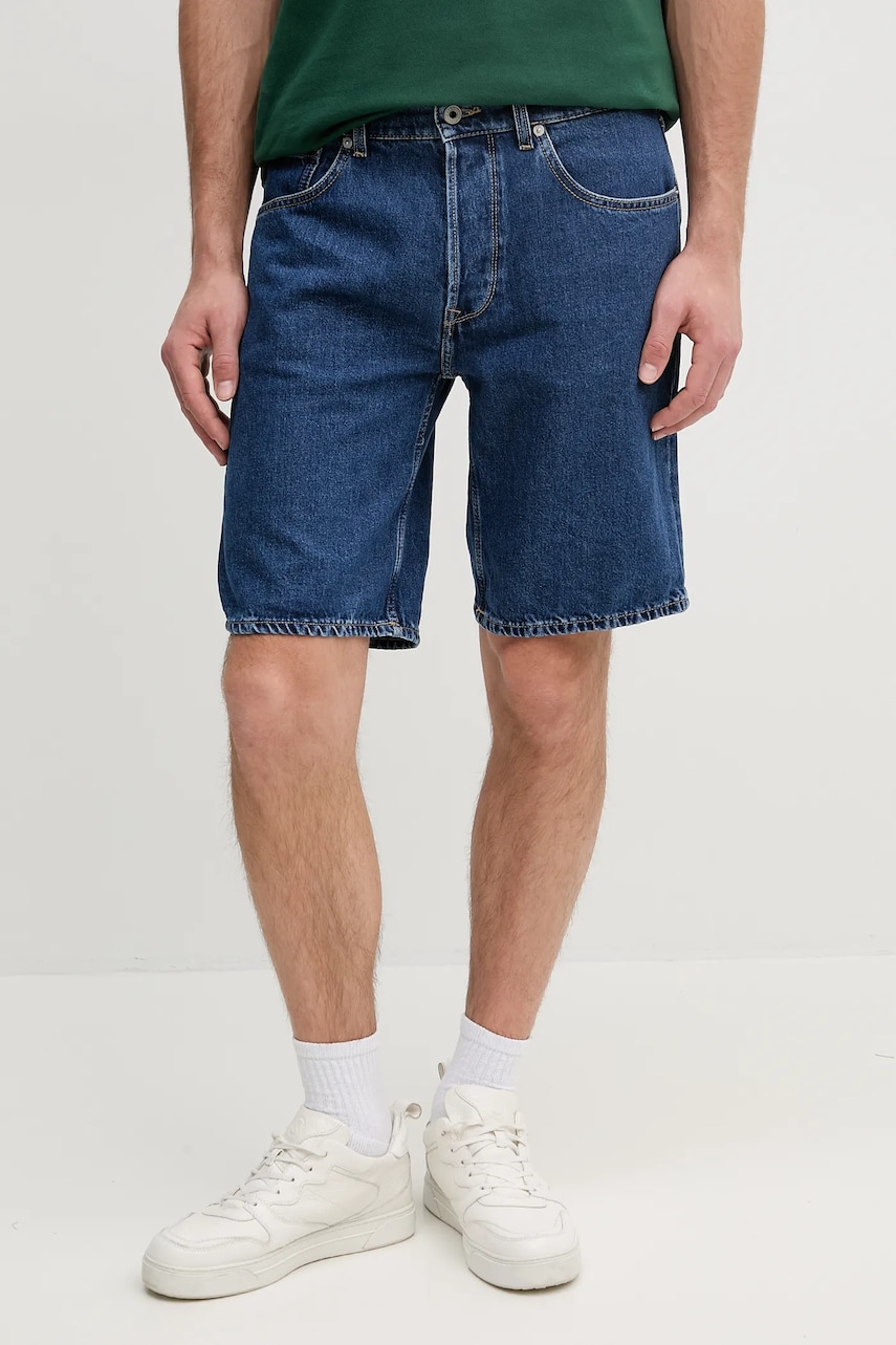 Pepe Jeans pantaloni scurți jeans LOOSE SHORT bărbați, culoarea bleumarin, PM801176IC9
