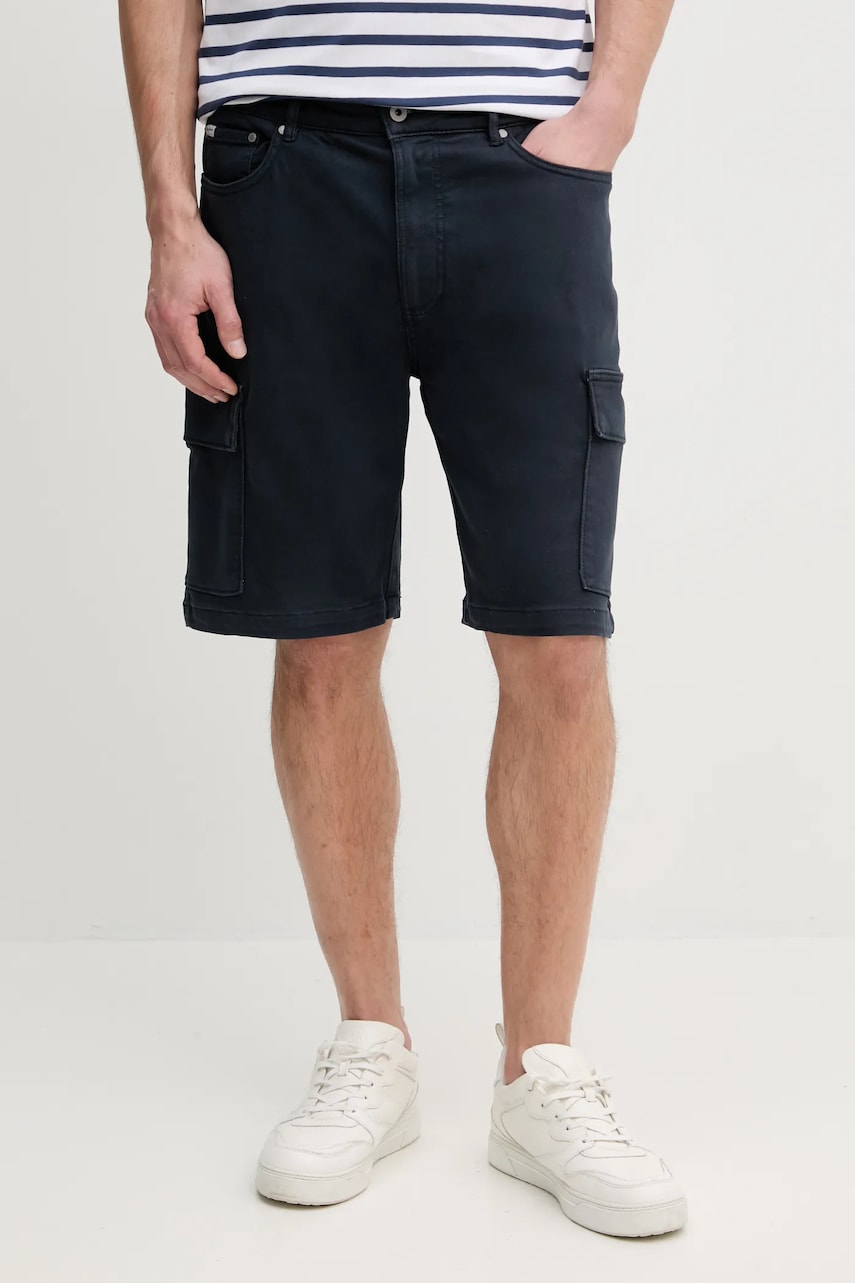 Pepe Jeans pantaloni scurti GYMDIGO FIVE POCKETS CARGO SHORT barbati, culoarea albastru marin, PM801177