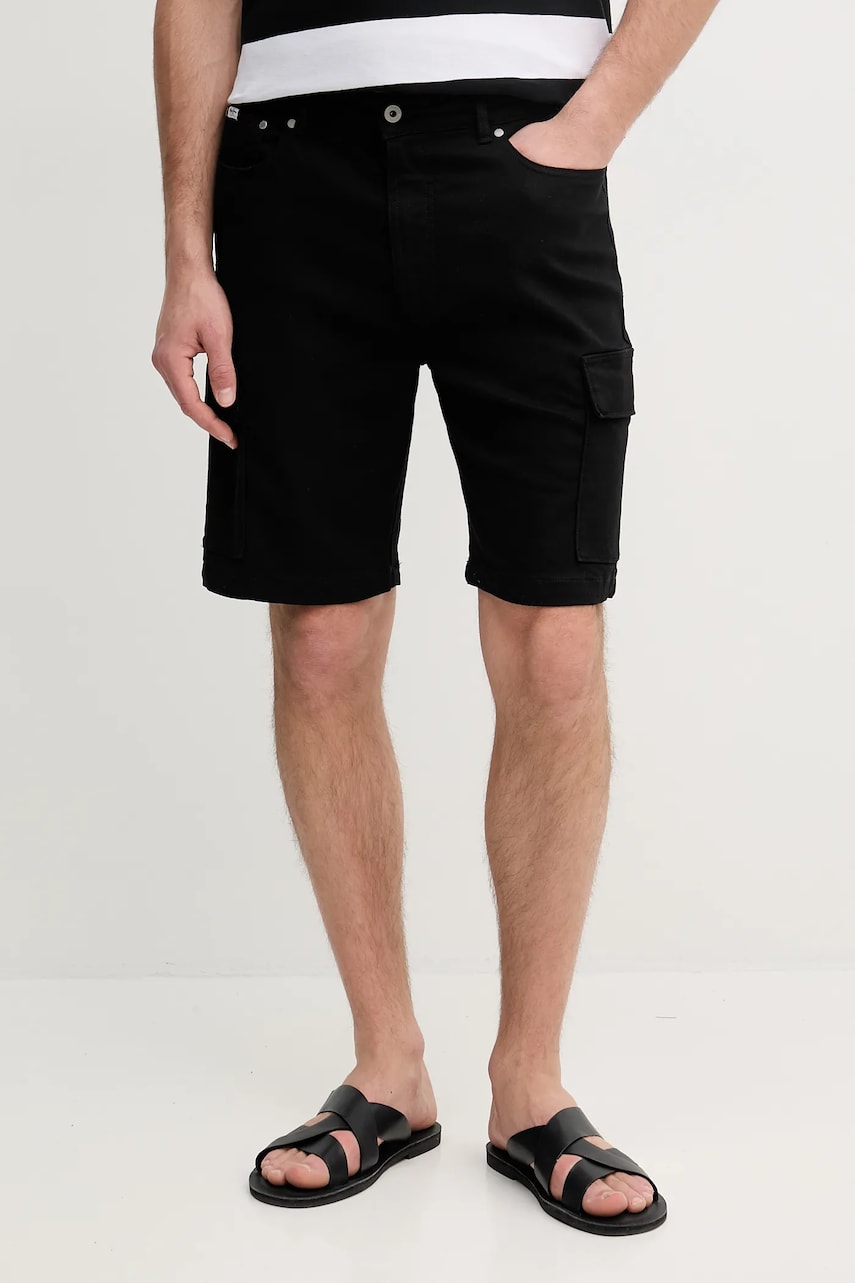 Pepe Jeans pantaloni scurti GYMDIGO FIVE POCKETS CARGO SHORT barbati, culoarea negru, PM801177