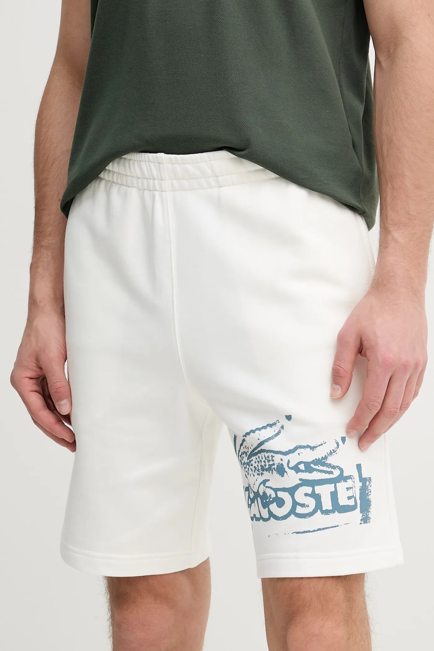 Lacoste pantaloni scurți bărbați, culoarea alb, GH0286