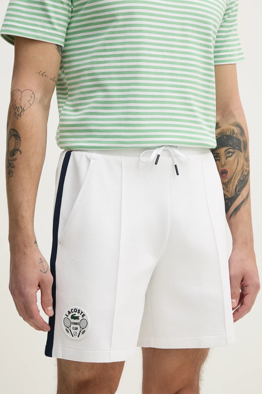 Lacoste pantaloni scurti barbati, culoarea alb, GH8956 Lacoste pantaloni scurti barbati, culoarea alb, GH8956