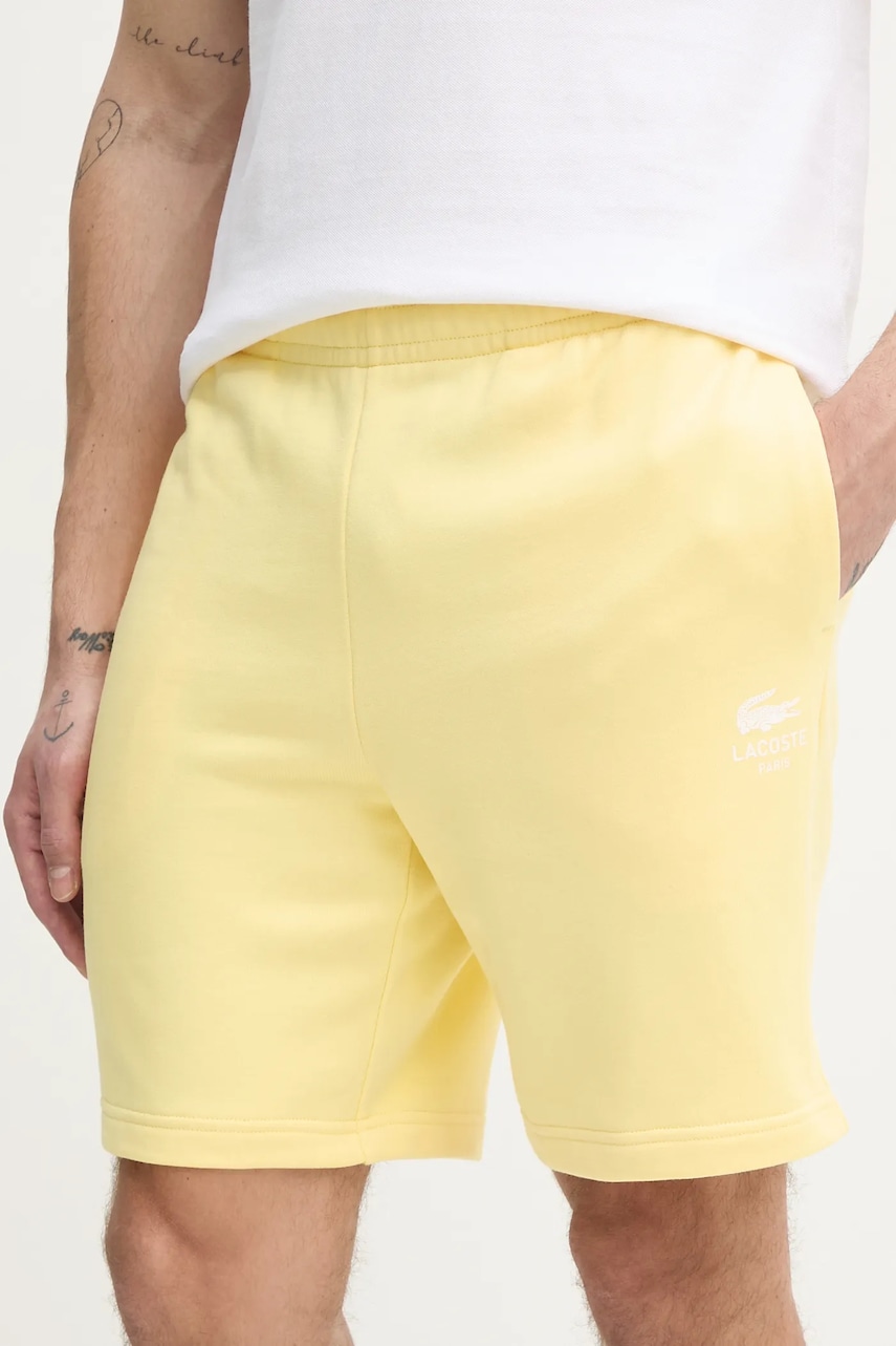 Lacoste pantaloni scurti din bumbac culoarea galben, GH0990 Lacoste pantaloni scurti din bumbac culoarea galben, GH0990