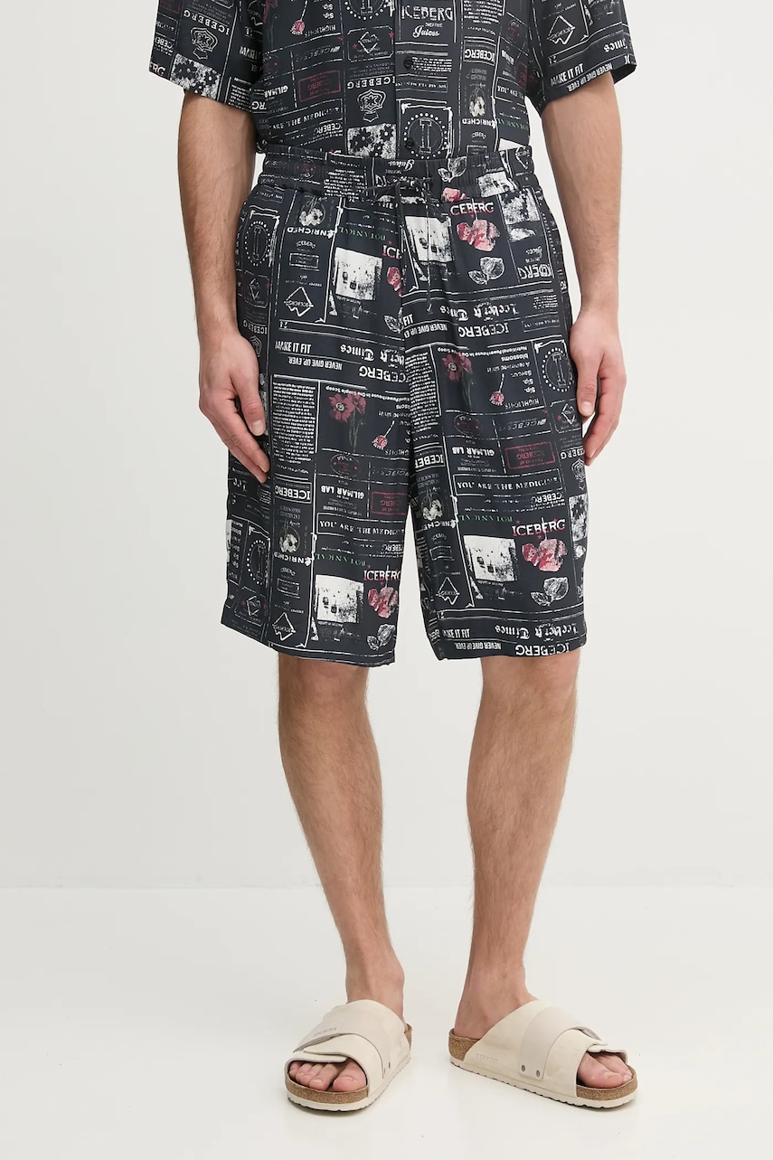 Iceberg pantaloni scurți bărbați, culoarea albastru marin, D090 5037