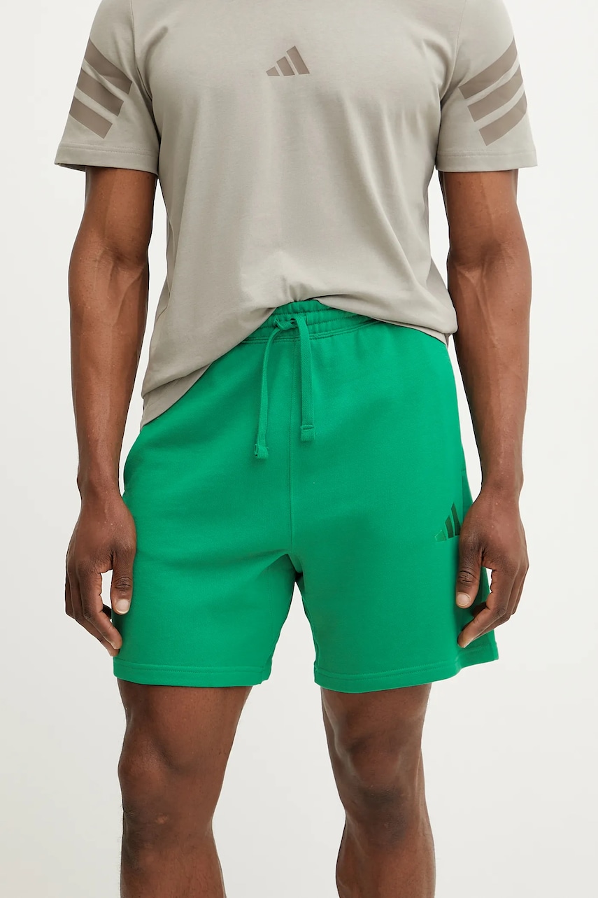 adidas pantaloni scurți din bumbac ALL SZN bărbați, culoarea verde, JI6417 adidas pantaloni scurți din bumbac ALL SZN bărbați, culoarea verde, JI6417