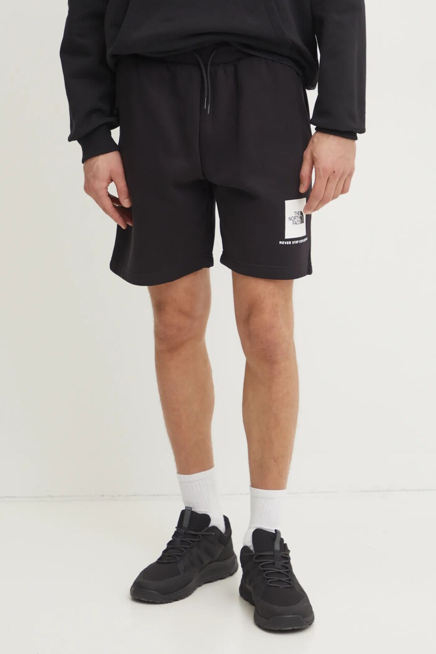The North Face pantaloni scurti Nuptse Regular barbati, culoarea negru, NF0A8C1JKY41