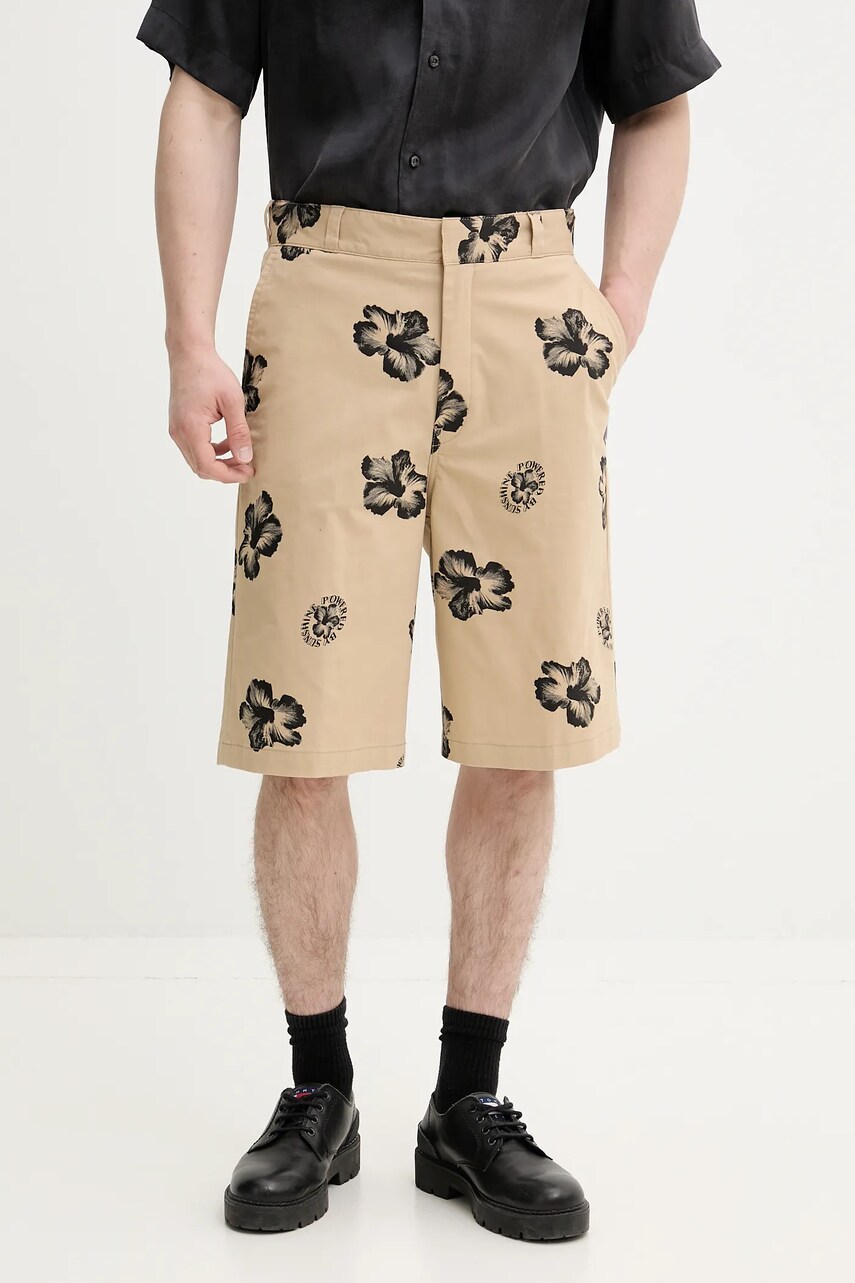 Hugo Blue pantaloni scurți din bumbac culoarea bej, 50542159